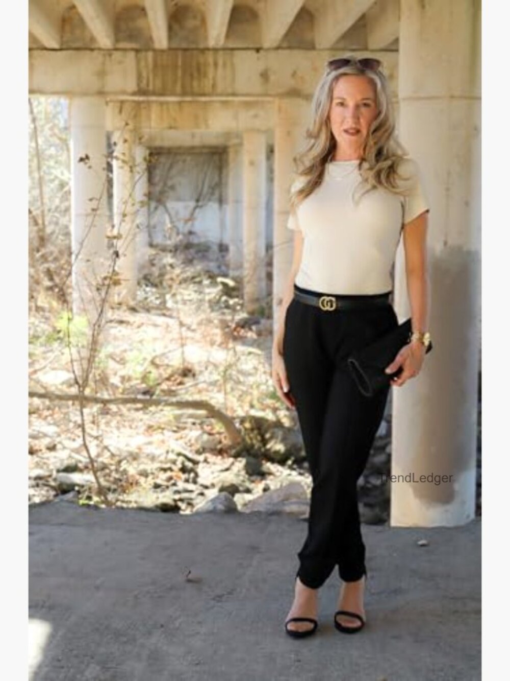 High Waisted Pull On Dress Pants with Pockets Stretchy Work Trousers - Picture 2 of 7